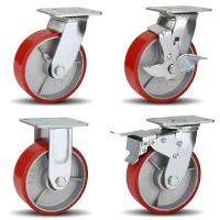 6203-6204-Double-Ball-Bearing-High-Quality-Platform-Hand-Cart-Heavy-Duty-Locking-Caster-PU-Wheels-with-Side-Brake